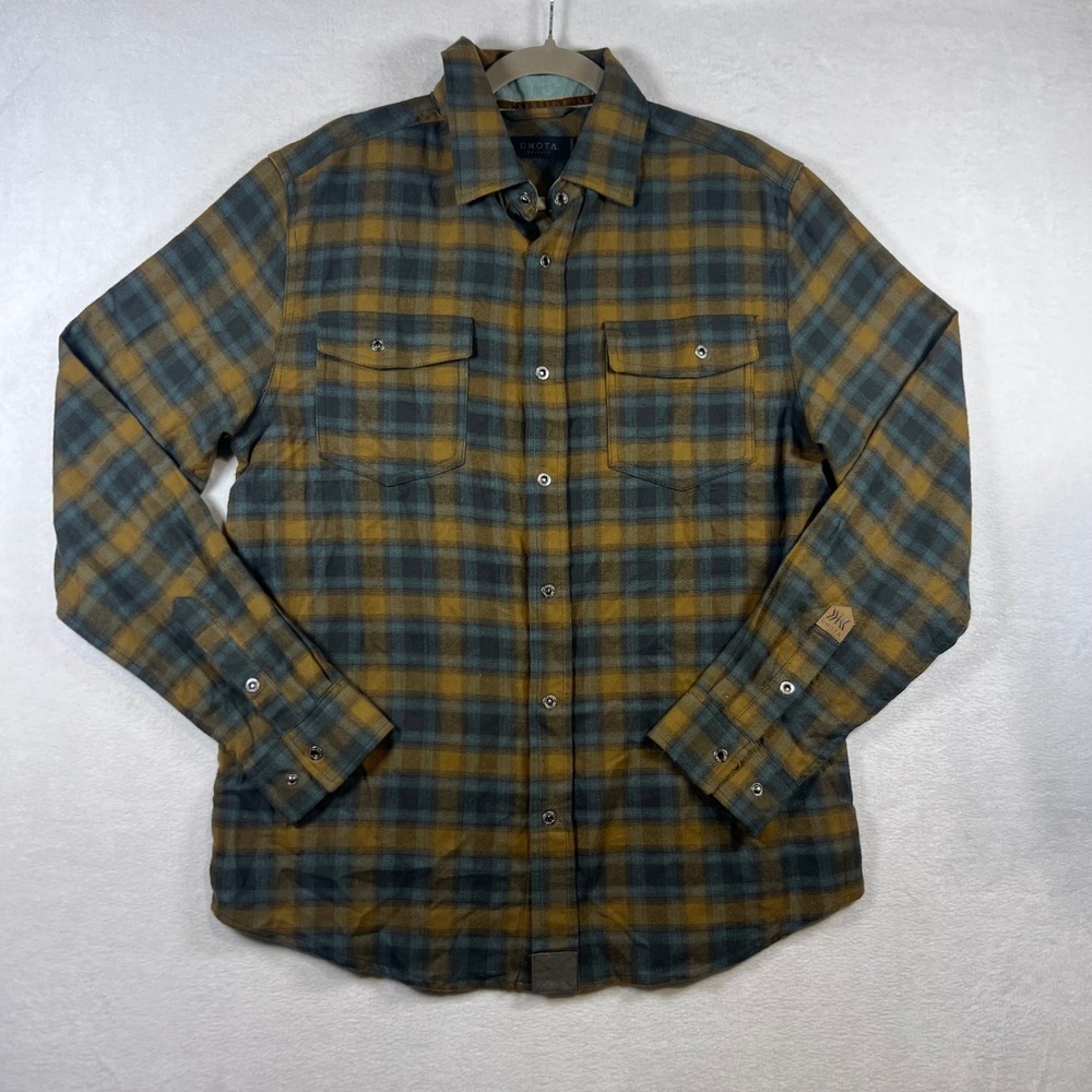 Dakota Grizzly Mens Medium Flannel Shirt Plaid Long Sleeve Snap Front Cotton